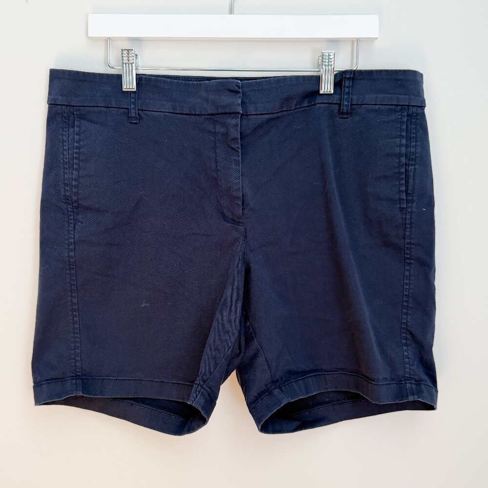 J CREW Flat Front Cotton Short - Women - Navy - 14